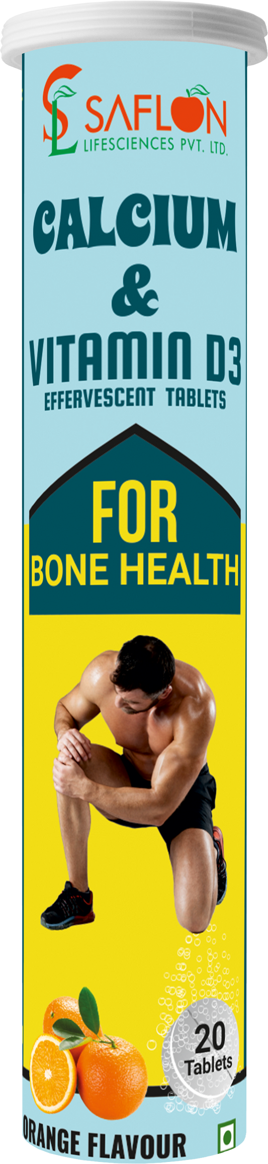 Saflon Lifesciences Calcium & Vitamin D3 Effervescent Tablets.