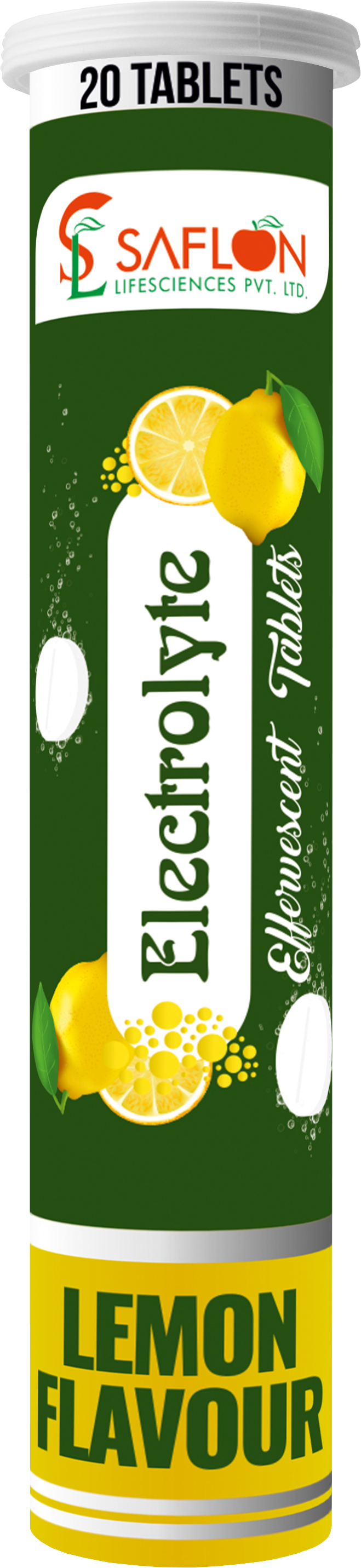 Saflon Electrolyte Effervescent Tablets in lemon flavour