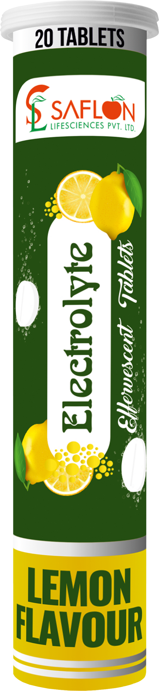 Saflon Electrolyte Effervescent Tablets in lemon flavour